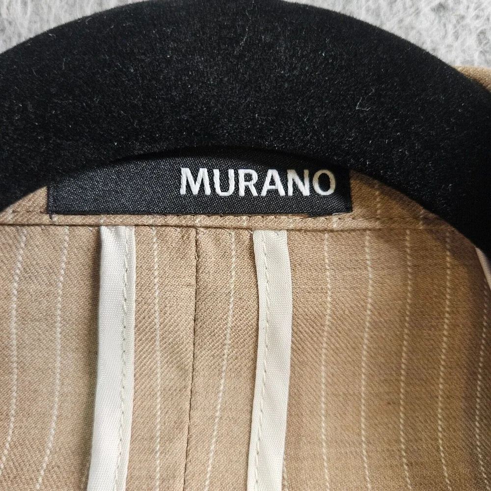NWT Murano XLT Suit‎ Blazer Jacket Sport Coat Men Tan White Pinstriped